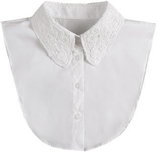 WENLOOY Fake Collar Detachable Blouse Dickey Collar Half Shirts Faux False Collar for Women & Girls Favors, Lace White Cotton, Medium