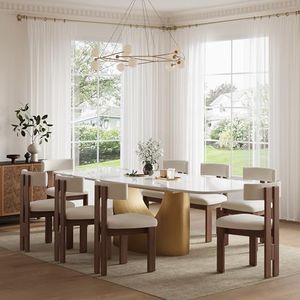 FHKJ Modern Dining Room Chairs Set, Soft Lamb Armless Dining Chairs with Wooden Legs, Upholstered Kitchen Chairs, Fully Assembled Dinner Side Table for Dining Room Living Room Bedroom (8)