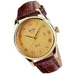 SKMEI Watch for Men Business Dress Classic Fashion Casual Brown Leather Quartz Analog Waterproof Calendar Date Light Simple Wrist Watches Dad Fathers Gifts