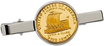 American Coin Treasures Gold-Layered Westward Journey Keelboat Nickel Silvertone Coin Tie Clip