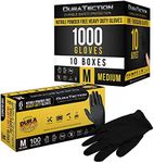 Dura-Gold HD Black Nitrile Disposable Gloves, 10 Boxes of 100, Size Medium, 6 Mil - Latex Free, Powder Free, Textured Grip, Medium (Pack of 1000)