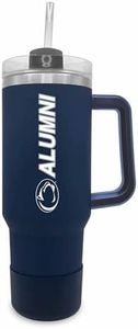 Campus Colors Collegiate 40oz Stainless Steel Travel Tumbler with Handle for Alumni - Vacuum Insulated, Dual Lid & Straw, For Grads