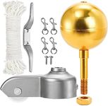 DEAYOU Flag Pole Kits, 3" Gold Ball, 4 PCS Swivel Snap Hooks, Flagpole Pulley Truck for 2" OD Tube