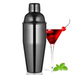 Etens Cocktail Shaker Black, 24 oz Martini Shaker Stainless Steel Drink Mixer with Built-in Strainer for Bartending – Mixology Bartender Shakers Metal Bar Tins | Gunmetal