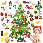 Niserelesa Felt Christmas Tree with 32pcs Detachable Ornaments,3.28Ft Childrens DIY Felt Christmas Tree Set, Felt Xmas Christmas Tree Decorations Kits, New Year Xmas Gifts for Kids