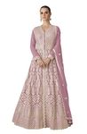 RUDRAPRAYAG Georgette Embroidery Flared Anarkali Ethnic Gowns for Women (Semi Stitched) Lavender