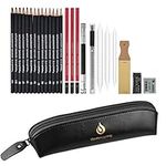 Heshengping Sketch Drawing Pencil Set Art Supplies Draw Kit include Skeching Charcoal Eraser Paper Pen Leather pencil Pouch other Accessories Kid Adult Artist Beginner Student office worker