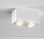 CGC Lighting Modern Ceiling Spotlight Cylinder Surface Mount Adjustable Tilt Downlight GU10 (White, Square Double)