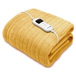 Dreamcatcher Gold Heated Throw Electric Blanket, 160 x 120cm Heated Blanket Machine Washable Soft Micro Fleece Electric Throw Overblanket with 9HR Timer and 9x Control Heat Settings