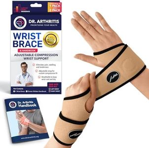 Dr. Arthritis Doctor Developed Comfy, Lightweight, Wrist Support-Strap-Brace-Hand Support, for Both Right and Left Hand, for Men and Women (Nude, 2 Pack)