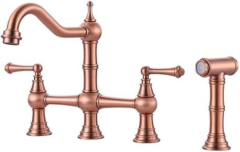 Bridge Kitchen Faucet with Side Sprayer, WOWOW Solid Brass Kitchen Faucet for Sink 4 Hole Copper Kitchen Sink Faucet, Two Handle 8 Inch Centerset Bridge Faucet