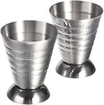 2LB Depot Pack Of 2 Stainless Steel Cocktail Jigger Measuring 2.5 fl oz Measure Cup - Jigger Bar Accessories for Bartending - Measure Wine, Alcohol, Liquor Cocktail Shot - (2.5 fl oz / 5 tbsp / 75 ml)