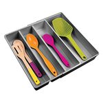 mDesign Cutlery Tray – Expandable Cutlery Holder Suitable for Various Utensils – Kitchen Utensil Holder for Drawers – Charcoal Grey