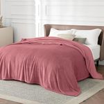 Bedsure Fleece Blanket King Size for Bed - Soft Cosy Fluffy Throw Blankets, Warm Large Throws for Audlts, Dusty Rose, 270x230 cm