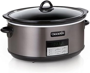 Crock-Pot Large 8-Quart Programmable Slow Cooker with Auto Warm Setting, Black Stainless Steel (Pack of 1)