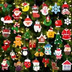 DIYDEC 36pcs Christmas Miniature Ornament, Christmas Resin Ornament Assorted Mini Xmas Tree Snowman Santa Claus Resin Hanging Embellishments with Strings for Xmas party Tree Decoration Supplies