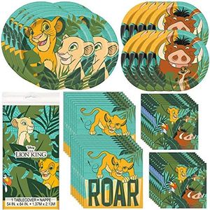 Unique Lion King Dinnerware Bundle Officially Licensed by Unique, Napkins & Plates, Great for Kid's Birthday Party, Cartoon Themed Event, Zoo Motif