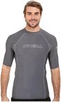 O'Neill Wetsuits Men's Basic Skins UPF 50+ Short Sleeve Rash Guard, Smoke, X-Large
