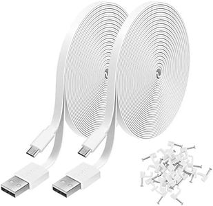 2 Pack 20FT Power Extension Cable Compatible with WyzeCam,Wyze Cam Pan,WYZE Cam OG,NestCam Indoor,Blink,Amazon Cloud Camera,USB to Micro USB Durable Charging and Data Sync Cord(White)