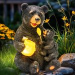 GIGALUMI Solar Garden Statues Loving Bear Figurine Lights for Outdoor, Yard, Garden Decor Unique Housewarming Gifts for Mom, Women