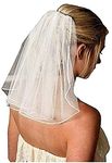 CICILIAYA Bridal Veil Pearl Veils Wedding Vails Women's White Ivory Short Veils with Comb for Brides Shower Hen Party Chucky Costume Dress Up Gift Prom Halloween Girls First Communion (White)