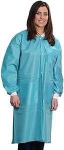 Medical Nation 10 Pack Disposable Lab Coats - Durable Knee Length Reusable Lab Coat with Knit Cuffs and Pockets, Unisex | Perfect For Dental, Hospitals, Pharmacies, Labs, Clinics - Teal Blue, Medium