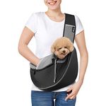 Pawaboo Dog Sling Carrier, Dog Papoose with Zipper Touch Pocket, Hand Free Breathable Mesh Puppy Carrier, Crossbody Satchel Dog Purse with Adjustable Strap for Outdoor Travel, Black, Medium