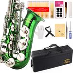 Glory Green/Silver keys E Flat Alto Saxophone with 11reeds,8 Pads cushions,case,carekit-More Colors with Silver or Gold keys