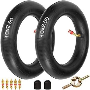 FVRITO 10x2.50/2.75 10 Inch Inner Tube for Smart Self Balance mobility Electric Scooter 36v 48v 400w 500w 800w Hub Motor Mijia M365 With TR87 Angled Stem 2 Pack