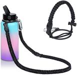 iLVANYA Paracord Handle with Shoulder Strap for Hydro Flask, Paracord Strap Carrier for 12oz to 64oz Bottle, Bottle Accessories with Safety Ring Carabiner (Black and White Dot)