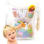Tub Cubby Original Bath Toy Storage - Hanging Bath Toy Holder, with Suction & Adhesive Hooks, 14"x20" Mesh Net Shower Caddy for Kids Bathroom Decor, Bedroom & Car Toy Organizer - Bonus Hooks