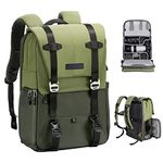 K&F Concept Camera Backpack for Photographers Large Capacity PU Leather Camera Bags with Raincover, 15.6 Inch Laptop Compartment for Camera Drone Bags