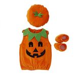 M9ppzzur7 Newborn Baby Girl Boy Halloween Outfits Sleeveless Pumpkin Romper Bodysuit Hat Socks Halloween 0-3Y