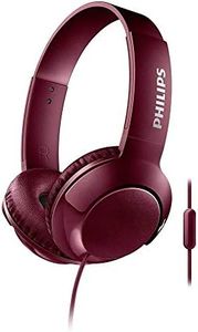Philips Bass+ SHL3075RD - Auriculares con micrófono (Cable, Bajos potentes, Plegables, Ligeros y Elegantes) Rojo