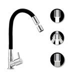 ENICET Dual Flow Swan Neck Sink Tap with Flexible Spout, 360 Swivel Spout, Germany Made 2 Flow System, Deck Mount, Brass Build, Kitchen Sink Tap, Tap for Kitchen Sink, Wash Basin Tap (FE111 DF)