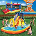 Inflatable Water Slide & Bounce House (Combo Pack) - Huge Kids Pool with Built in Sprinkler Wave - Heavy Duty Outdoor Slide & Score Bounce House & Submit Splash Adventure Park - Blower Included