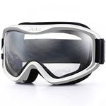 Juli Kids Ski Goggles,Snow Snowboard Goggles Boy Girl Snowmobile Skiing Skating Age 3-8 (Matte White Frame/Clear Lens)