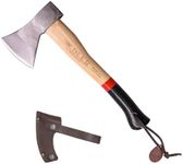 Adler - The Rheinland, 14", German Forged, All-Purpose Wilderness Camping Hatchet, Kindling Splitting & Branch Limbing, Anti-Slip Wood Handle (Red Stripe)