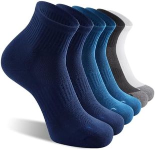 FITRELL 6 Pack Men's Athletic Ankle Socks Cushioned Sports Running Socks, Shoe Size 7-9, Blue Mixed