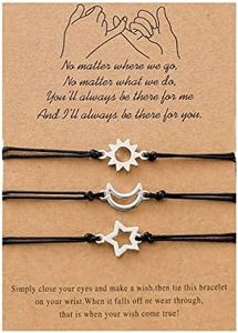 Pulsera Amistad con Anillos Luminosos para 3, Sol Luna Estrella Pulseras de Promesa, Pulseras de Mejores Amigas Pulseras Hermanas, Amistad Joyería Regalos para Niños Madre Mujeres Amigos Adolescentes