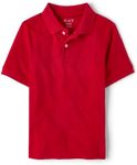 The Children's Place Boys Uniform Short Sleeve Pique Polo, Classic Red Single, Small