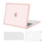 MOSISO Compatible with MacBook Pro 14 inch Case 2024 2023 2022 2021 M3 A2918 A2992 M2 A2779 M1 A2442, Soft TPU Bumper Plastic Anti-Scratch Hard Shell Case&Keyboard Cover&Screen Protector, Pink