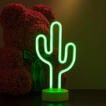 LED Neon Light, Cactus Neon Signs, Battery or USB Powered Neon Sign Decor for Bedroom, Kids Room, Living Room, Girls, Bar, Party, Christmas, Wedding(Green)