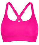 Women’s Supportive Scoop Neck Sporty Swimsuit Cross Spaghetti Strap Bathing Suit Bikini Top, Rose Red, Medium