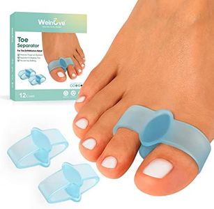 Welnove Séparateurs d'orteils avec 2 boucles - Lot de 12 correcteurs d'oignons en gel souple - Entretoise pour gros orteils pour les douleurs d'oignon et les orteils chevauchants - Bleu