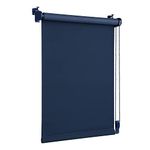 OBdeco Blackout Thermal Roller Blind Dark Blue No Drilling Same Colour Coating Oeko-TEX Standard 100 Privacy Screen Sun Protection Klemmfix Windows and Doors, 110x160cm（Stoffbreite:ca.106cm）