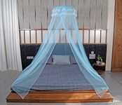 Classic Mosquito Net for Hanging Double Bed | King Size Machardani | Polyester 30GSM Strong Net | Canopy Tent for Bedrooom -Plain Blue