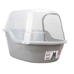 Petphabet large Cat Litter Tray Toilet Box gray, 63x48x43cm, Jumbo Hooded Cat Litter Tray with lid Extral Large Litter Box XXL Pet Litter Tray Gray