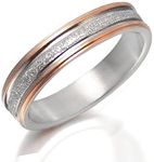 Gemini Custom Engrave Two Tone Rose Gold and Silver Sparkle Matching Titanium Wedding Ring Valentines Day Gift SzJ 1/2