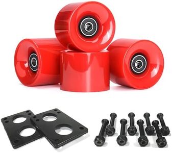 TONLOOEEL 70mm Longboard Wheels 80A Contains ABEC-9 Bearings and Spacers,Skateboard Riser Pads,Skateboard Hardware Screws Bolts,fit for Your Longboard Skateboards.-Red